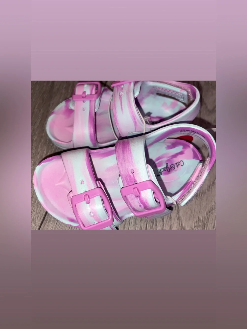 Cat & Jack Toddler Girls Size 5 Slip On Ade Sandals Purple & Blue Tye Die NEW!